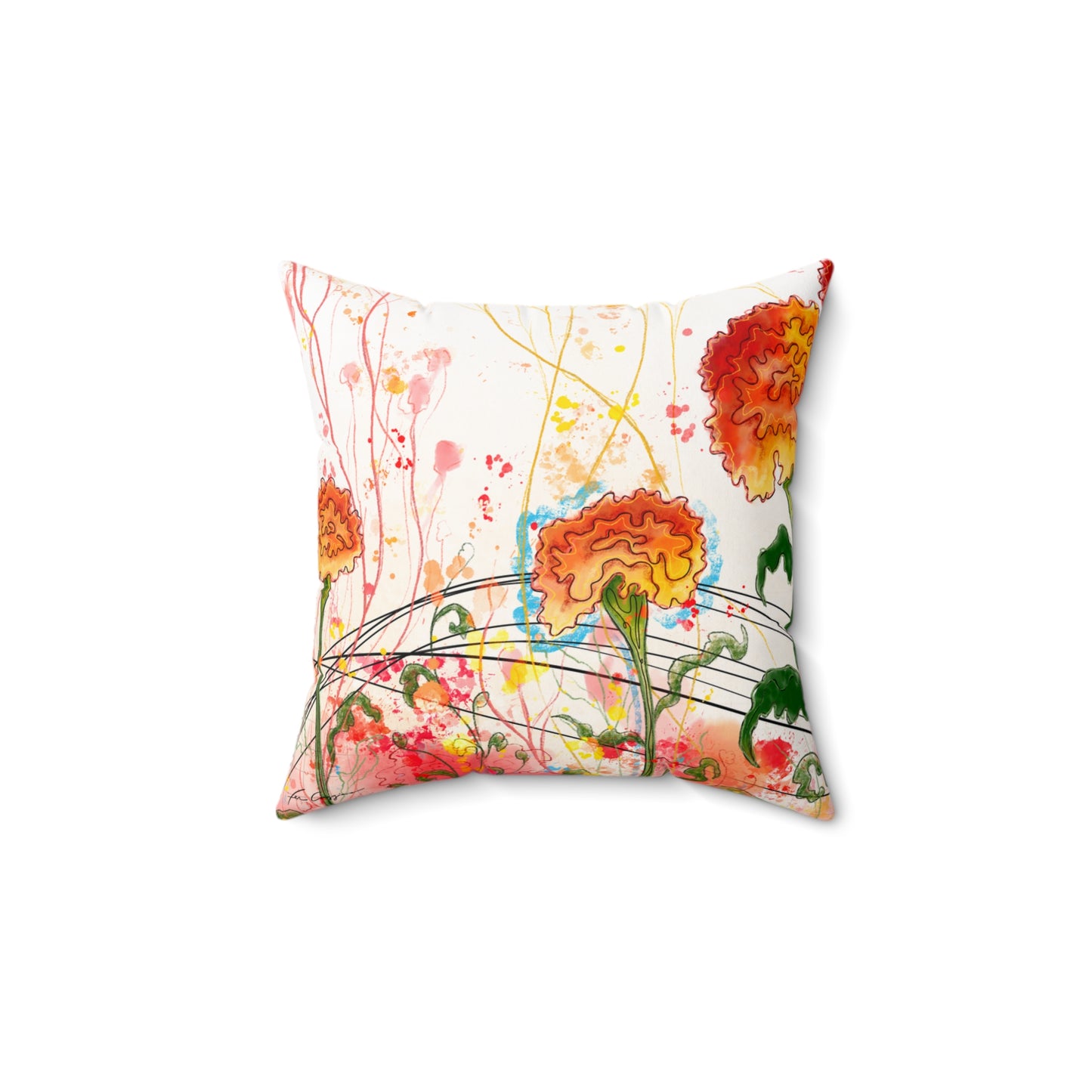 Marigolds Faux Suede Square Pillow