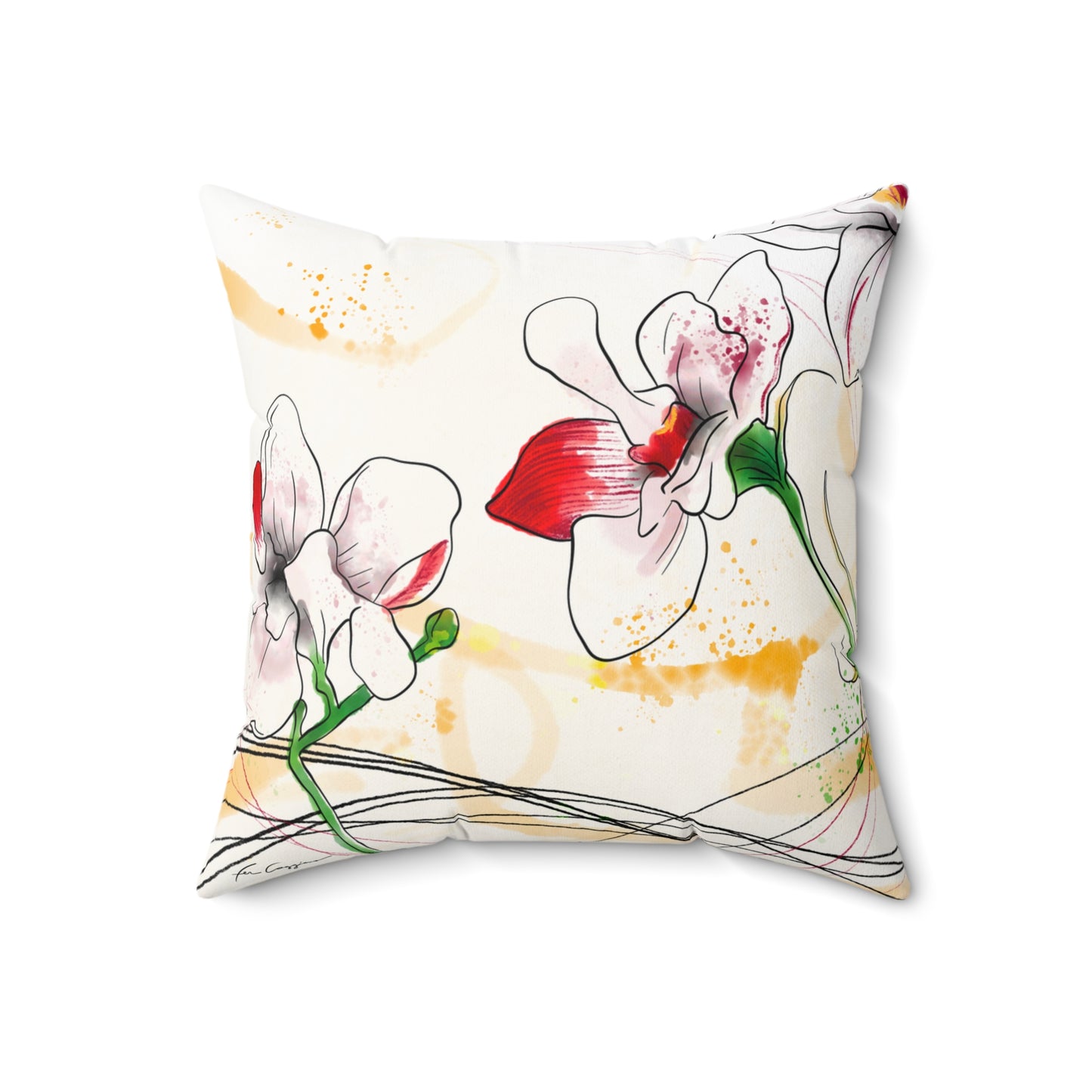 Lilies Dream Faux Suede Square Pillow