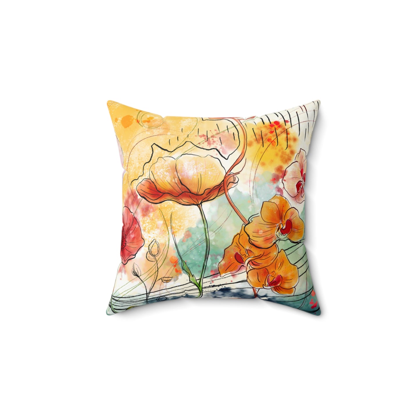 Magic Garden Faux Suede Square Pillow