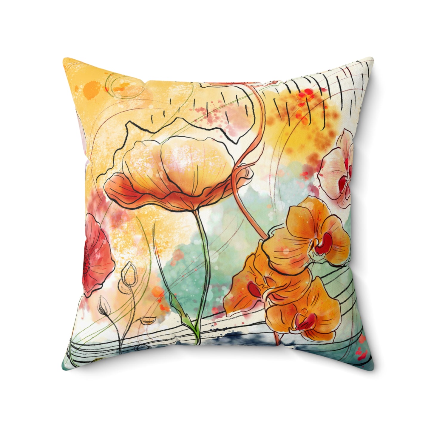 Magic Garden Faux Suede Square Pillow