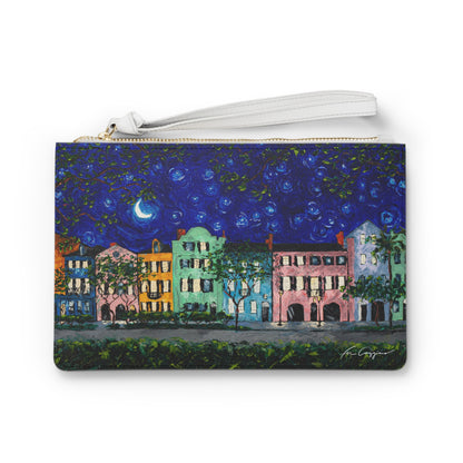 Rainbow Row at Night Clutch Bag