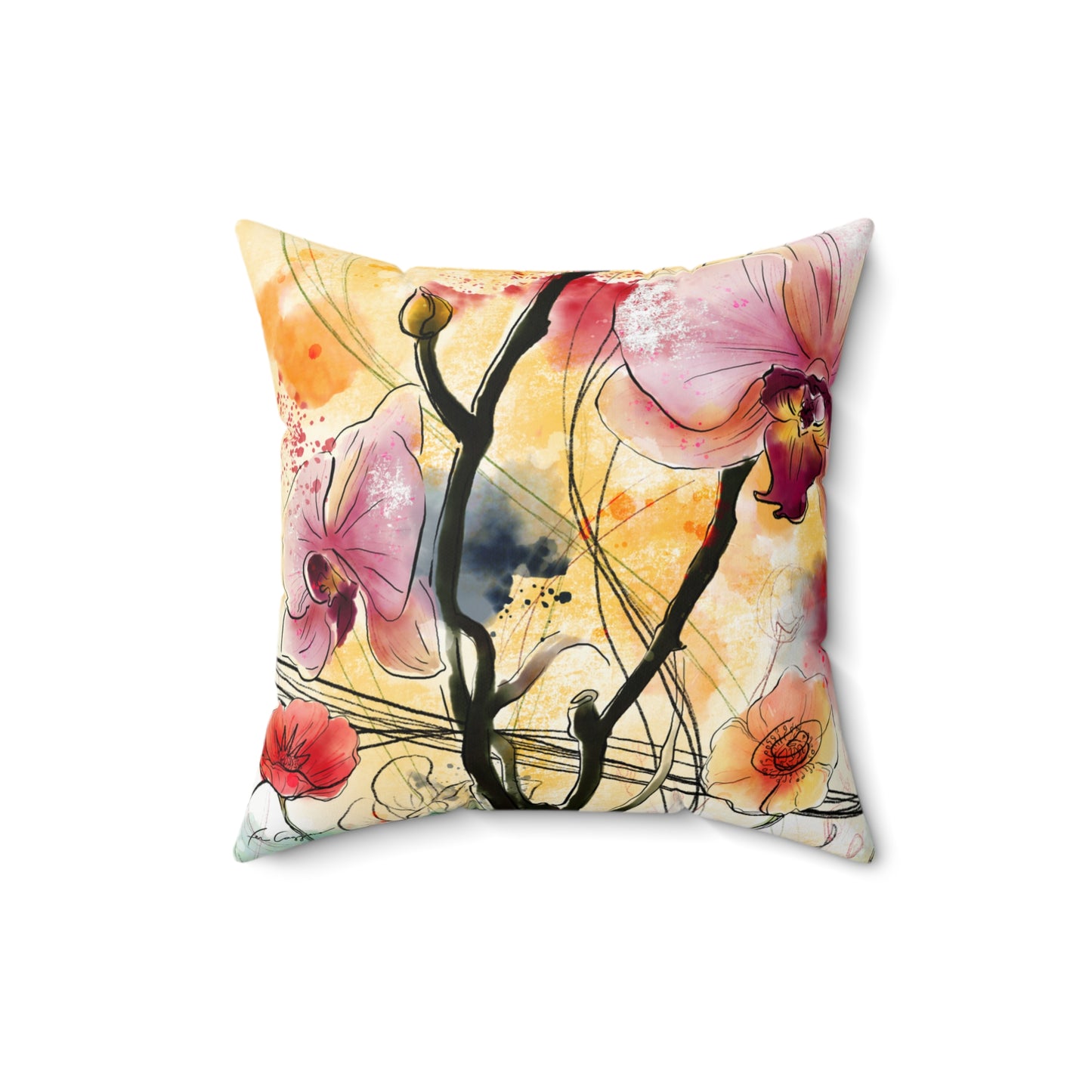 Magic Garden Faux Suede Square Pillow