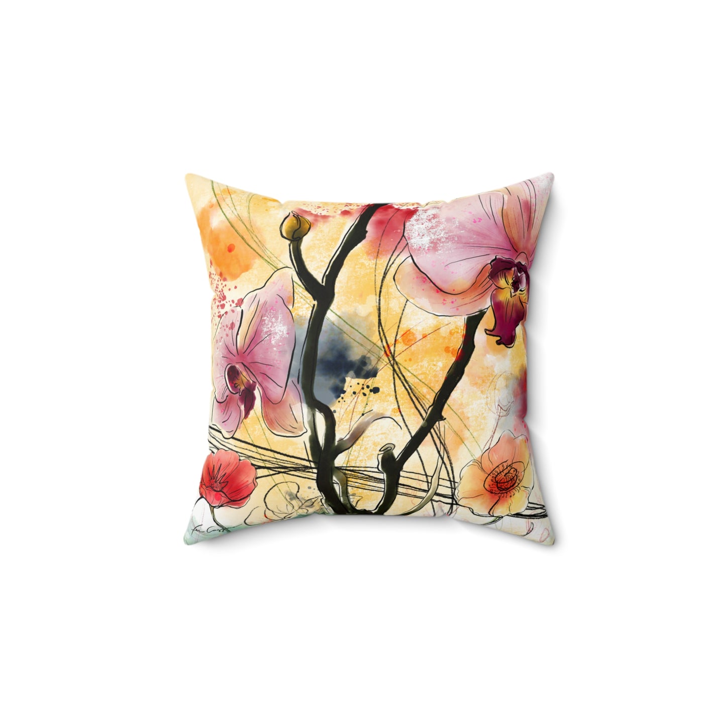 Magic Garden Faux Suede Square Pillow