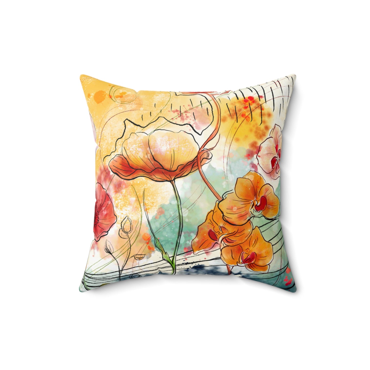 Magic Garden Faux Suede Square Pillow