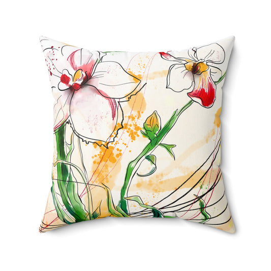 Lilies Dream Faux Suede Square Pillow