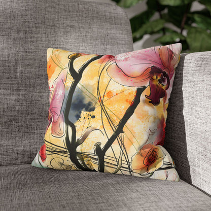 Magic Garden Faux Suede Square Pillow Case