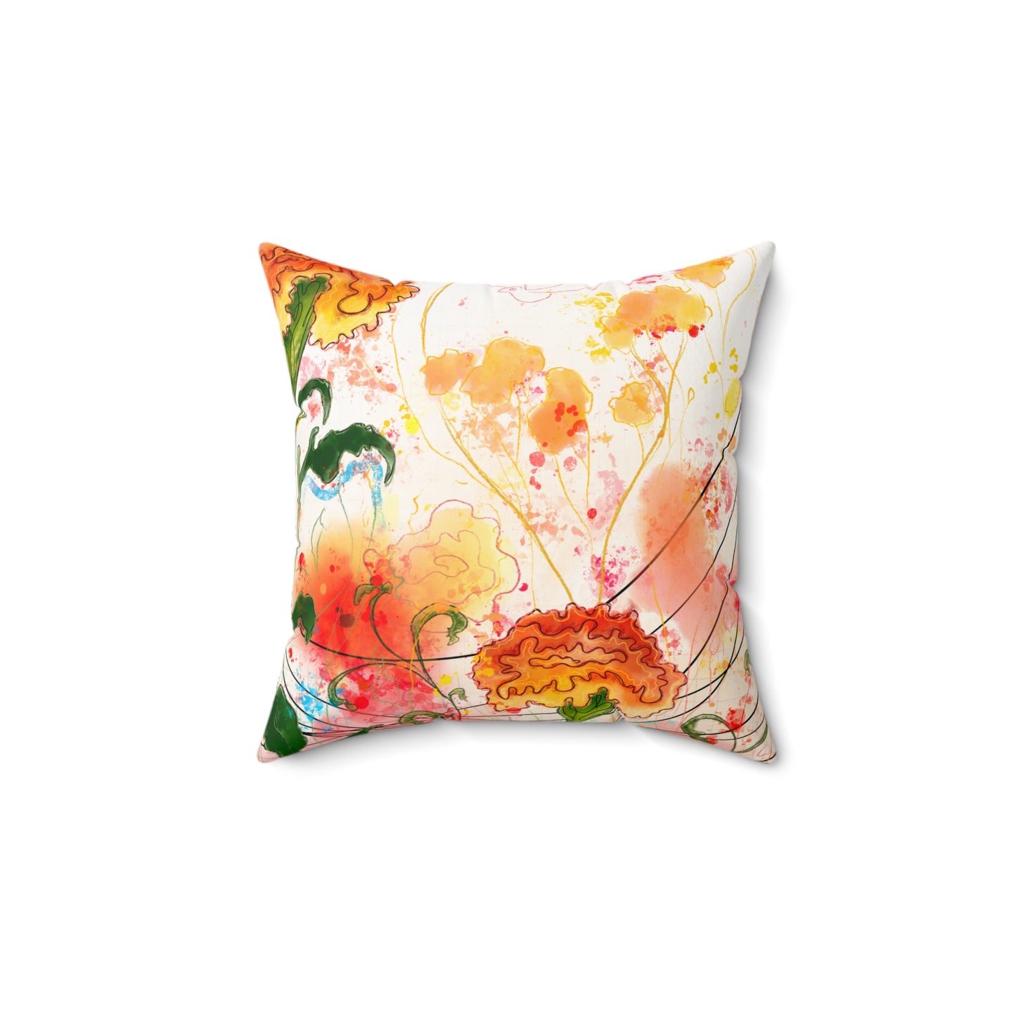 Marigolds Faux Suede Square Pillow