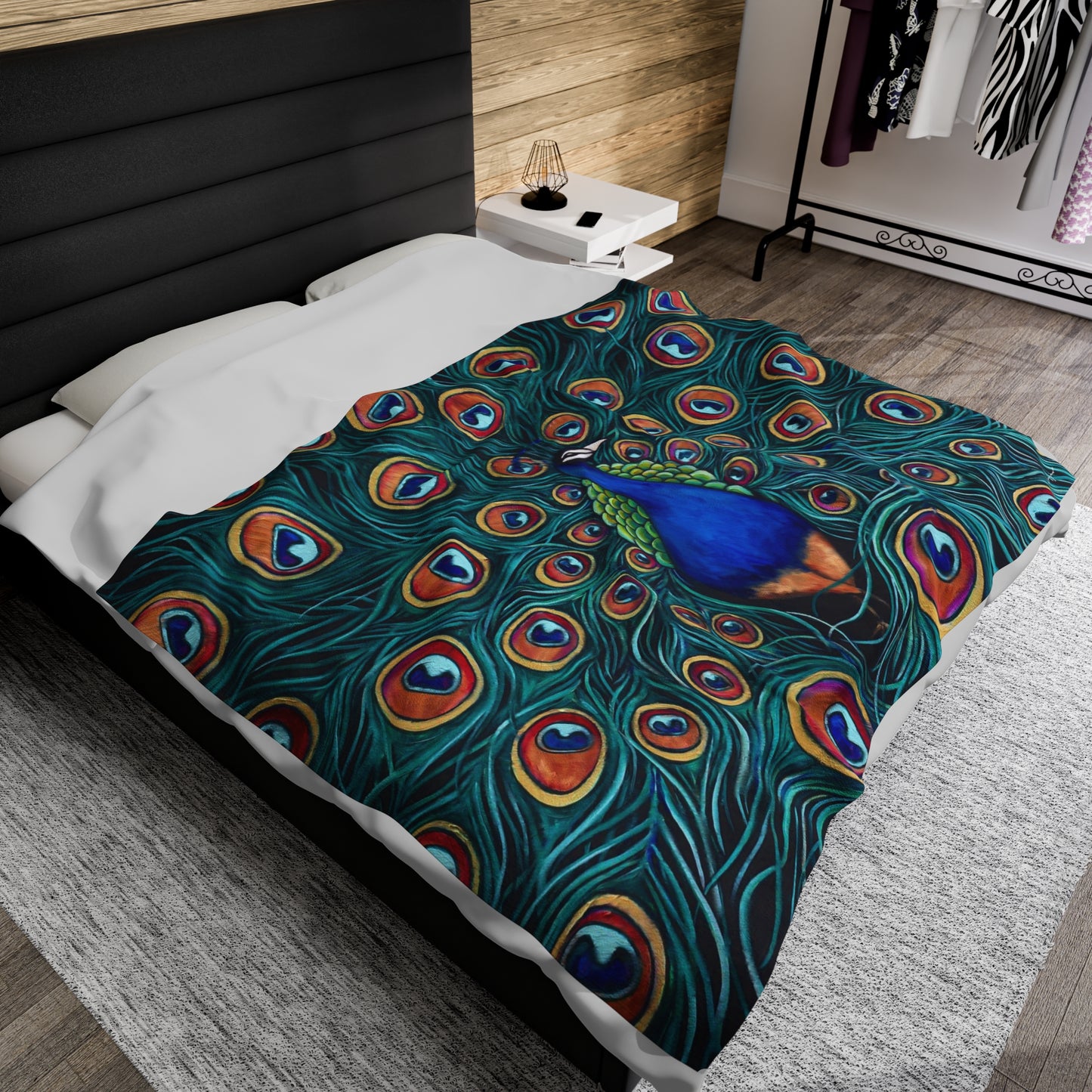 Peacock Velveteen Plush Blanket