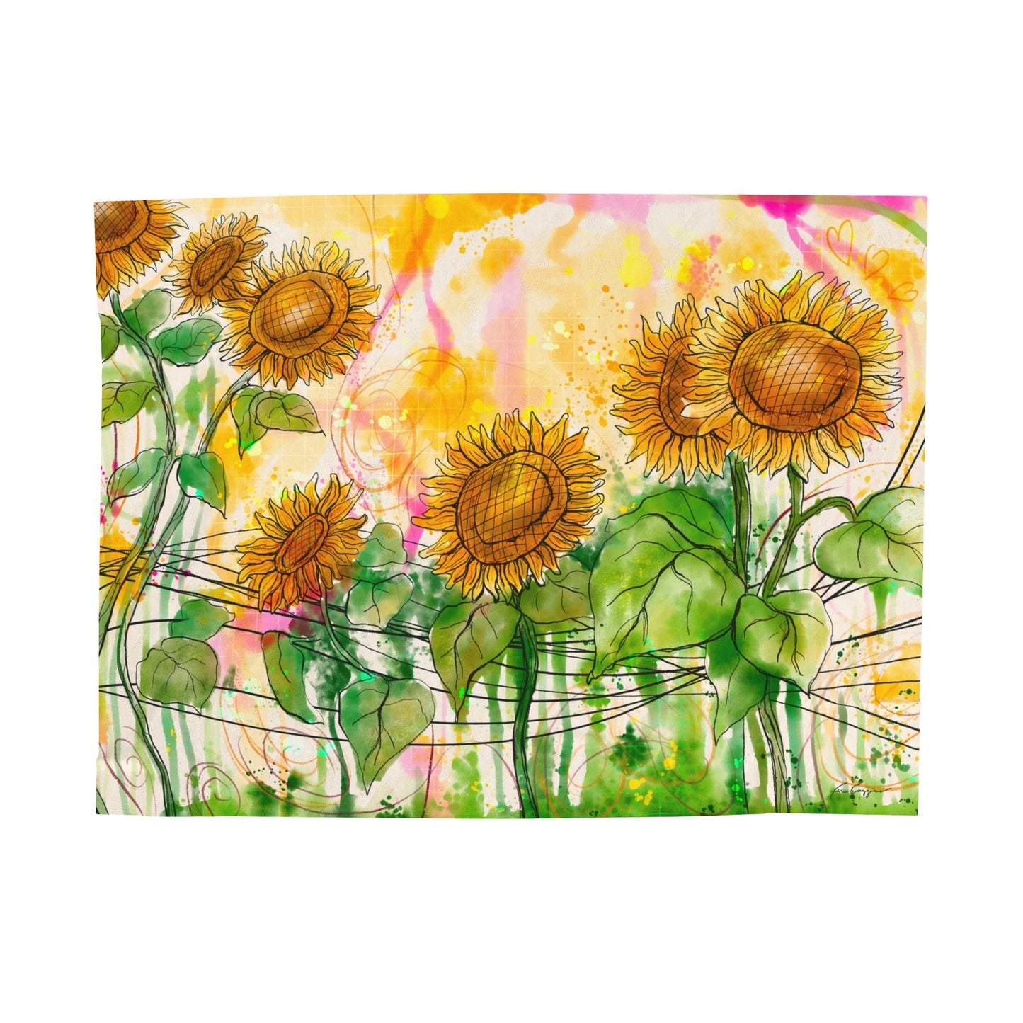 Sunflowers Party Velveteen Plush Blanket