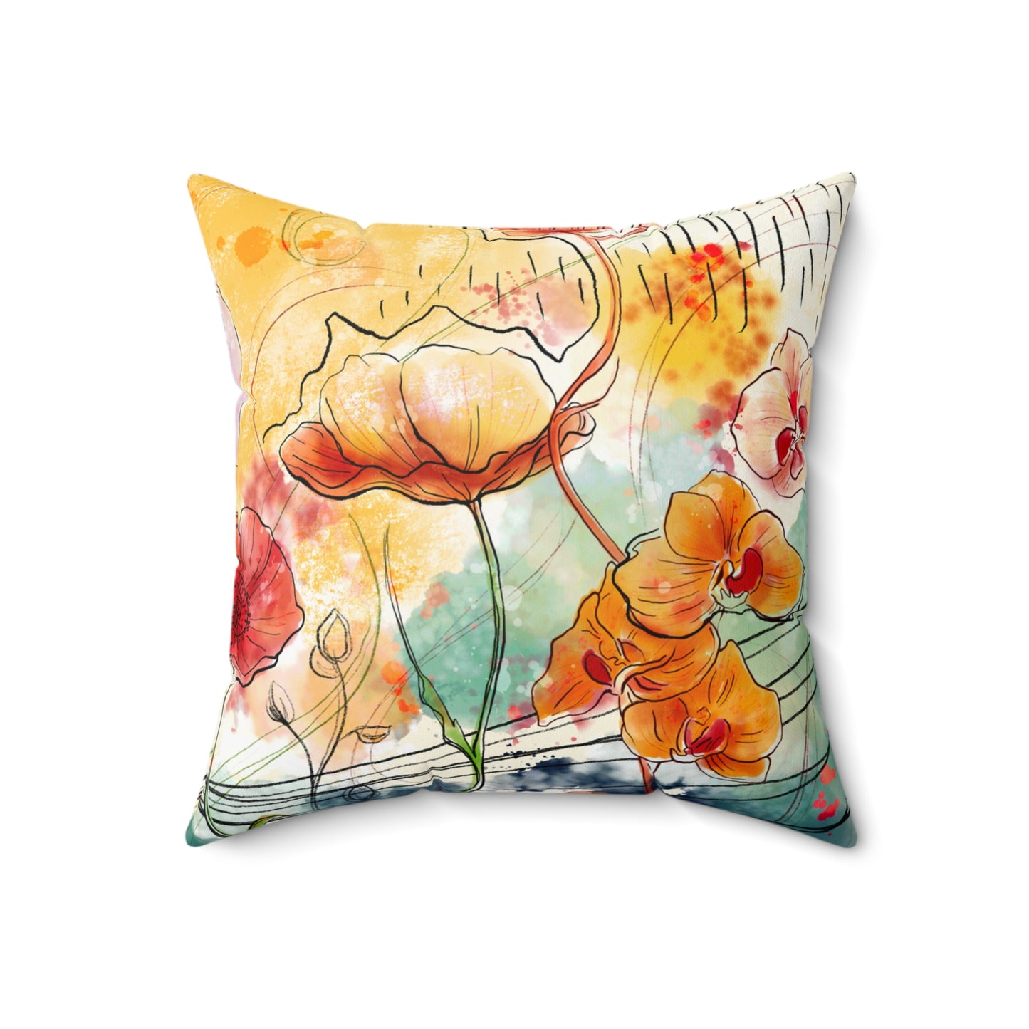 Magic Garden Faux Suede Square Pillow