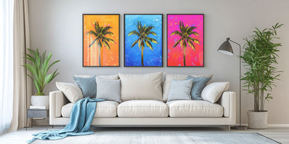 Palm Hours Vibrant Framed Trio